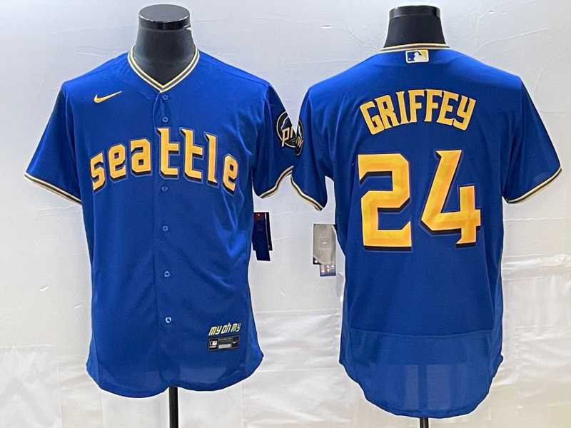 Mens Seattle Mariners #24 Ken Griffey Blue 2023 City Connect Flex Base Stitched Jersey->seattle mariners->MLB Jersey
